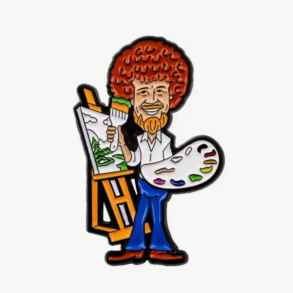 New! Bob Ross Metal Enamel Pin